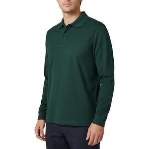Tasso Elba 100% Pima Cotton Long Sleeve Polo Shirt Green Men’s Size Large